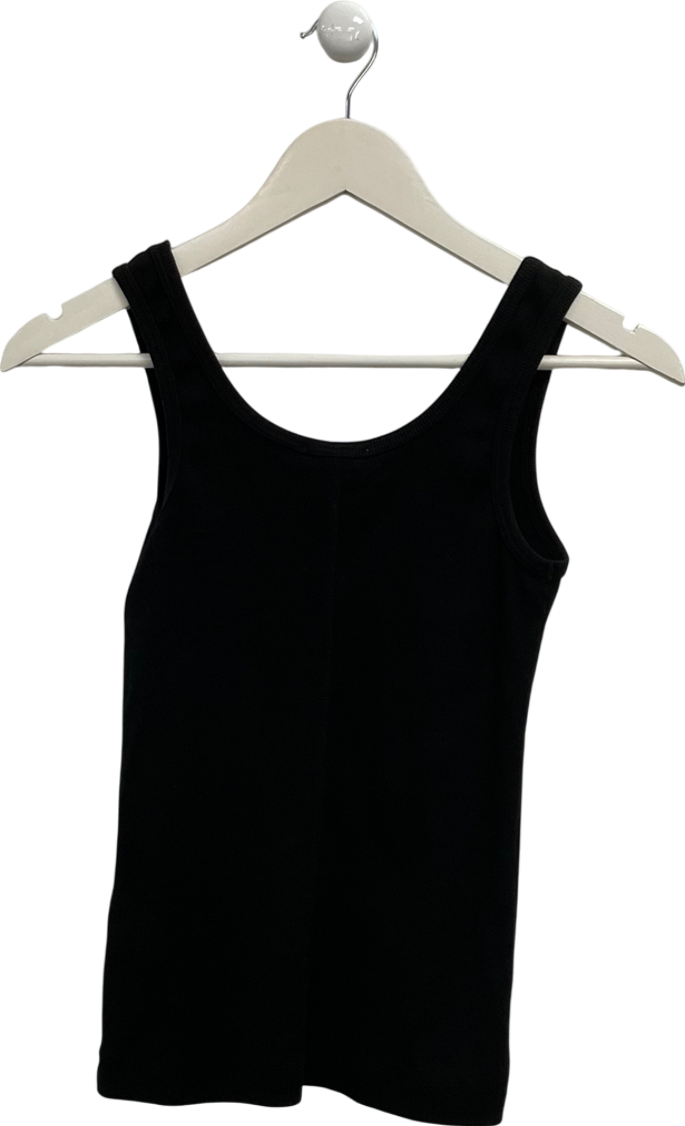 REISS Black Ribbed Cotton Blend Vest UK XS