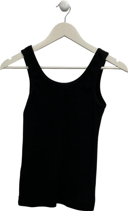 REISS Black Ribbed Cotton Blend Vest UK XS