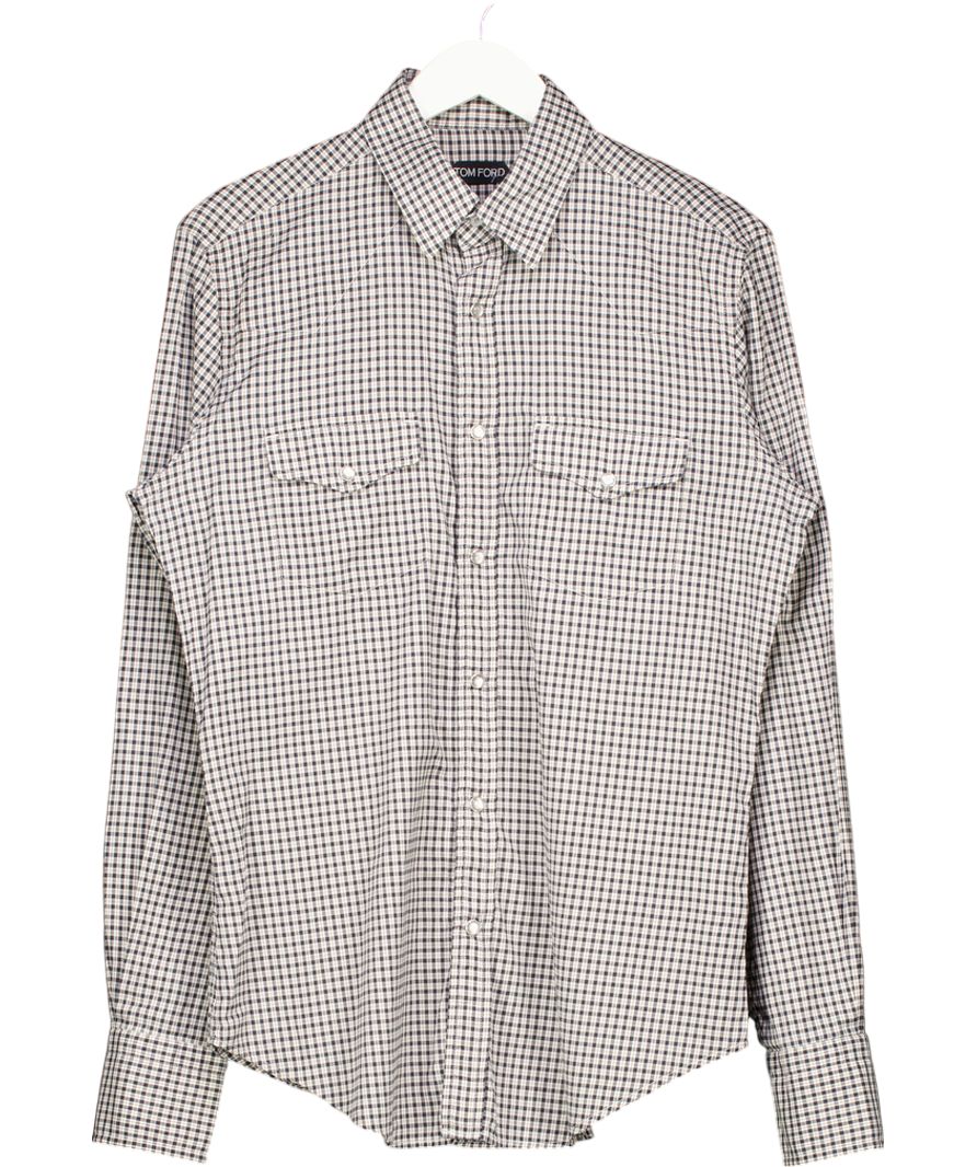Tom Ford White Checked Cotton Shirt UK S