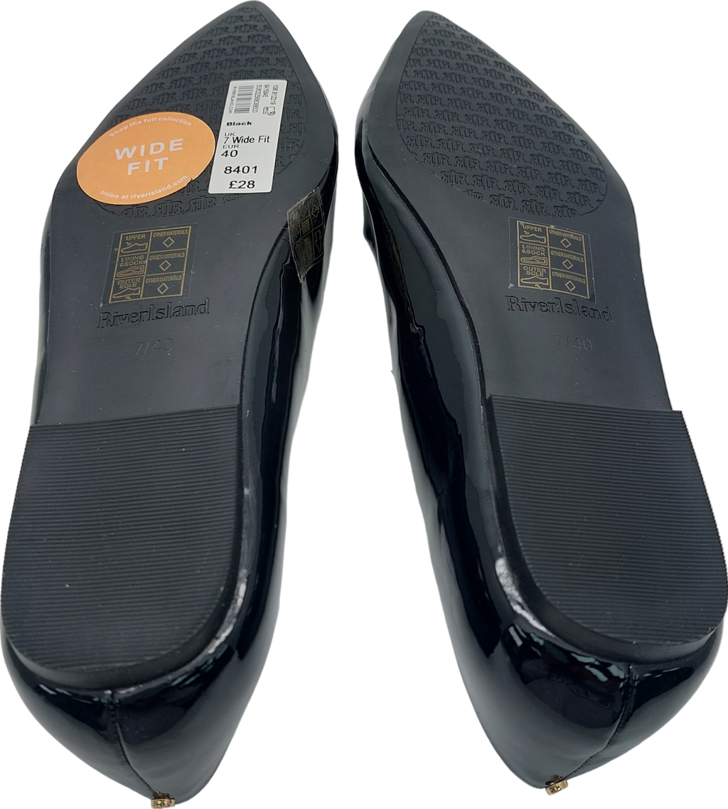 River Island Black Wide Fit Patent Pumps UK 7 EU 40 👠