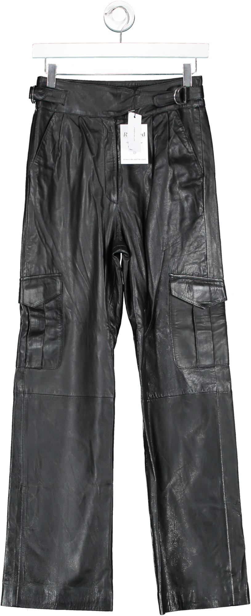 Karen Millen Black Leather Pocket Detail Cargo Trouser UK 8