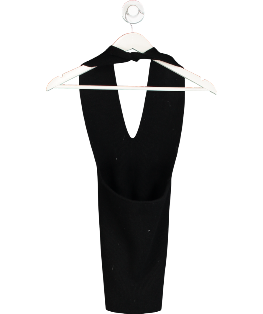 almada label Black Merino / Cashmere Blend Knit Twist Neck Isabelle Halterneck Top UK S