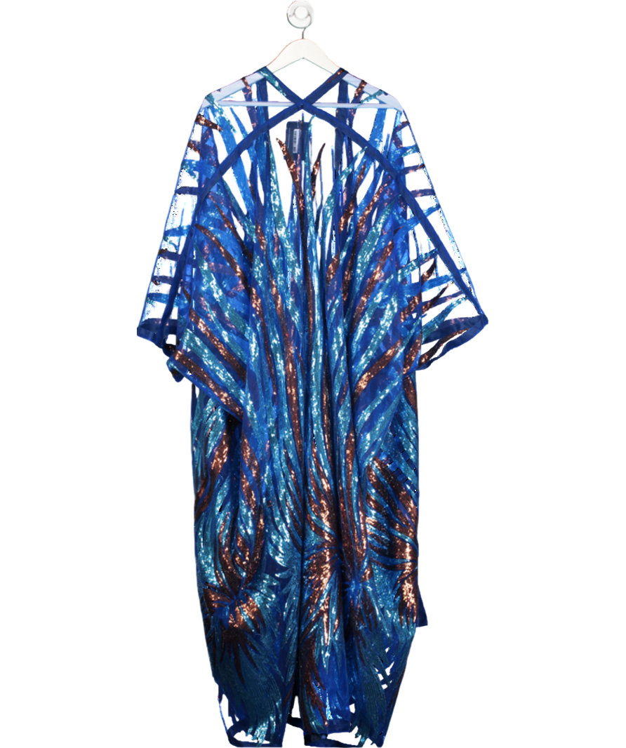 Blue Sequin Embellished Maxi Kimono UK XXXL