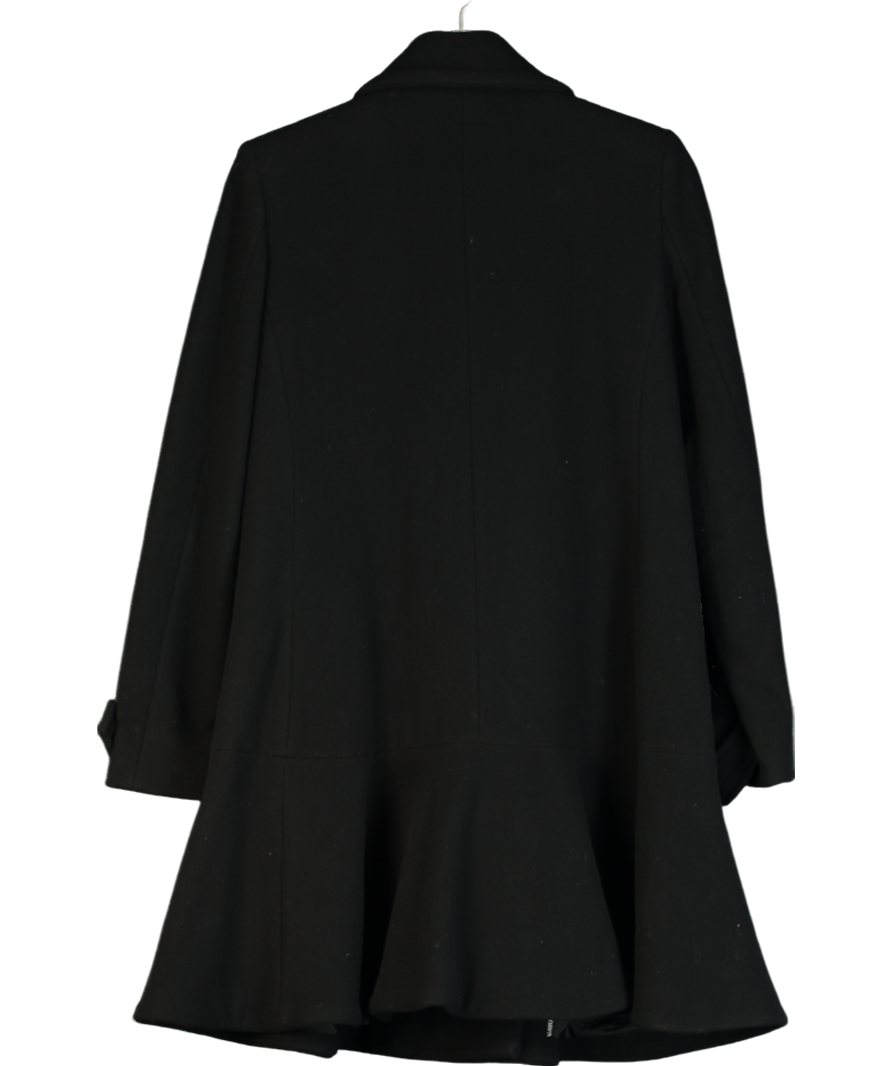 Emporio Armani Black Virgin Wool Peplum Hem Coat UK 8