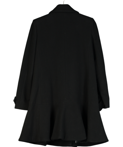 Emporio Armani Black Virgin Wool Peplum Hem Coat UK 8