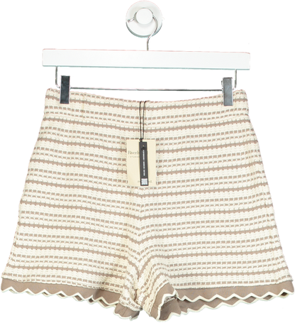 River Island Beige Textured High-Waisted Relaxed Shorts UK XS