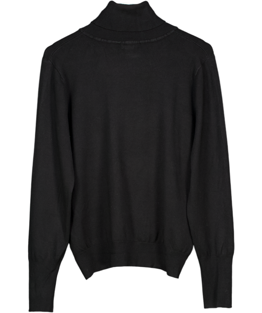 Karen Millen Black Plus Size Viscose Blend Roll Neck Knit Jumper With Gold Buttons UK XL