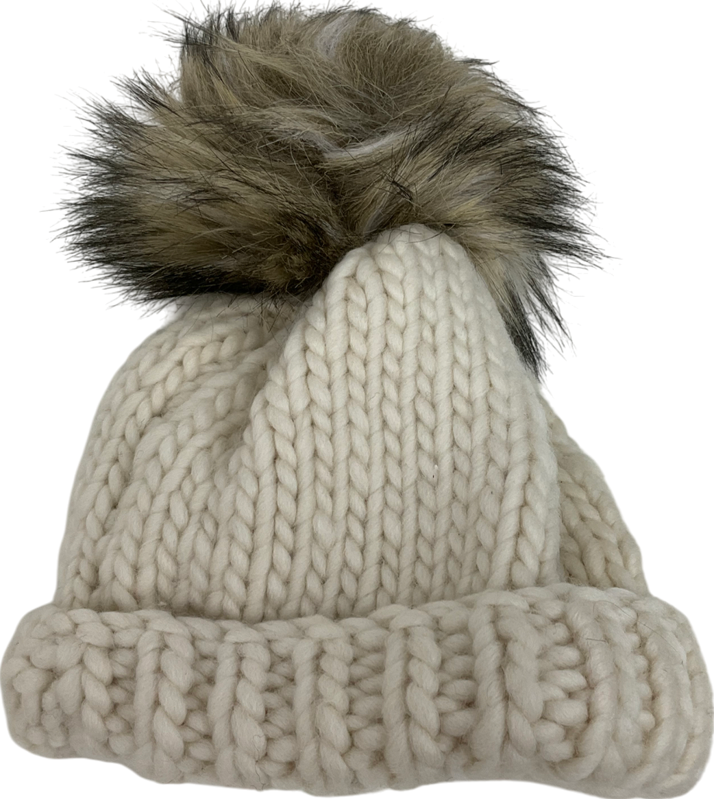 house of merino Cream Handmade Knitted Hat
