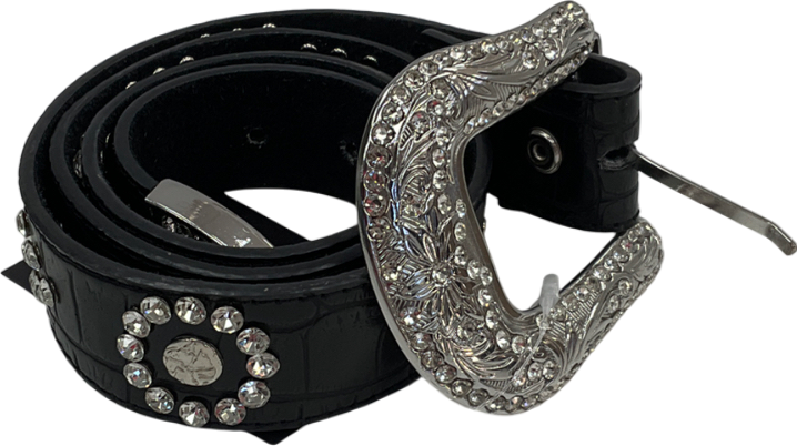 Boot Barn Black Shyanne Croc Print Bling Arrow Belt UK S/M