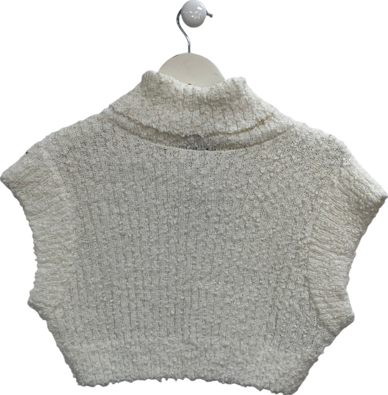 Naked Wardrobe Cream Sleeveless Knit Turtleneck Cropped Sweater UK S