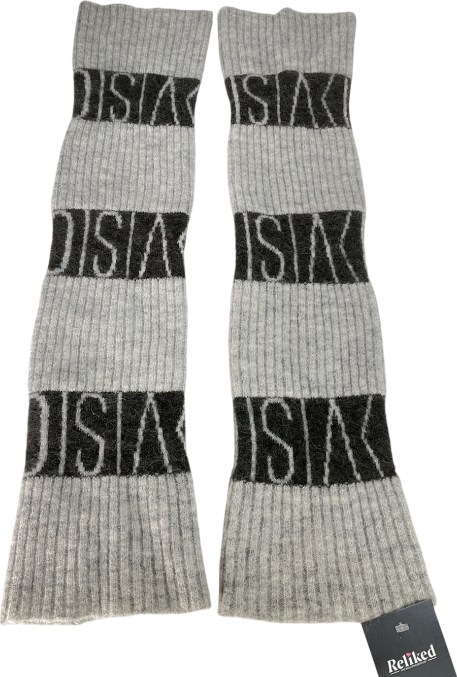 division Grey Black Wool Blend Armwarmers One Size