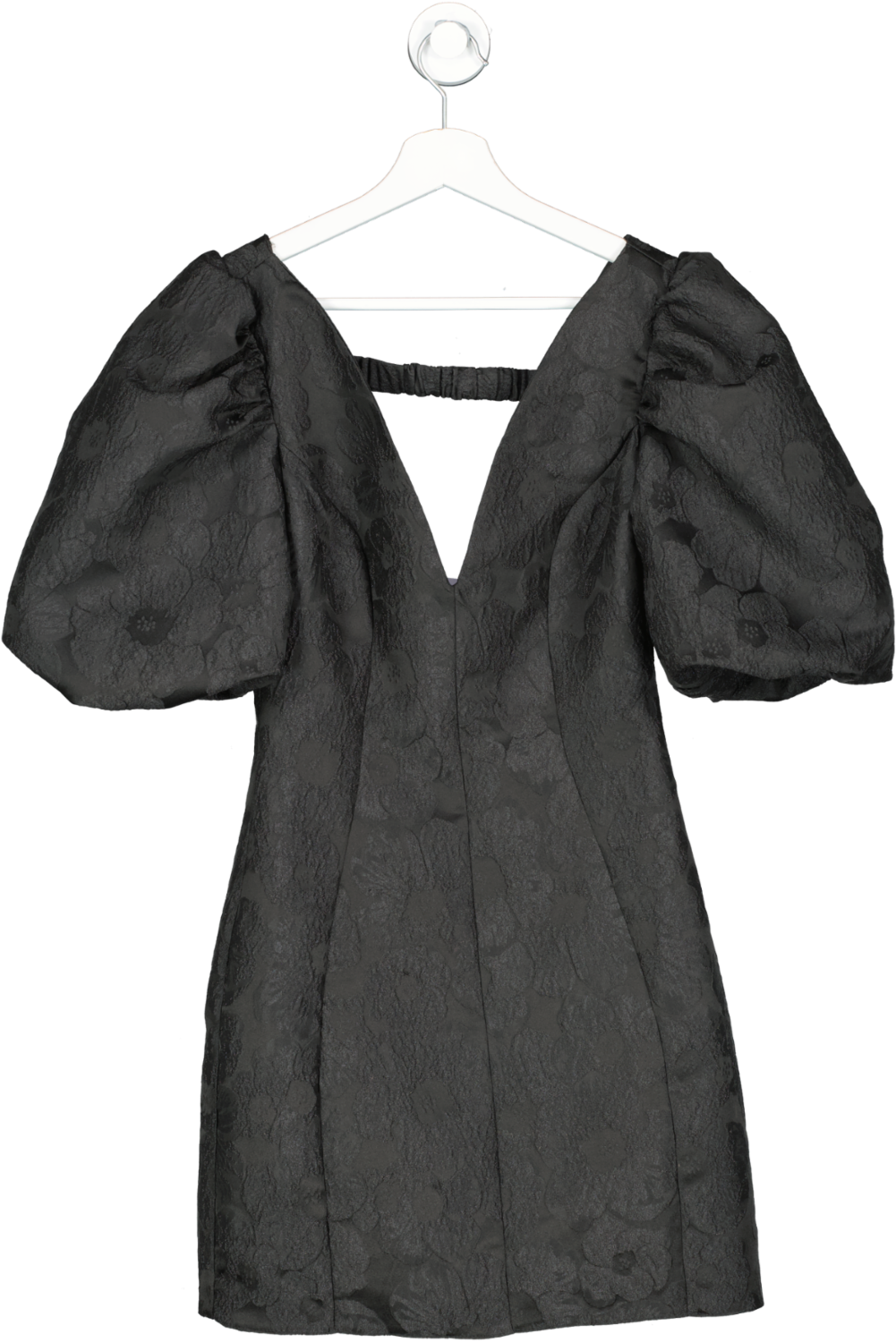 River Island Puff Sleeve Plunge Mini Dress In Black UK 8