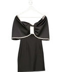Lavish Alice Black Roxanna Bardot Embellished Volume Sleeve Mini Dress UK 6