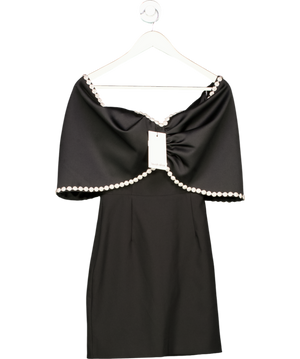 Lavish Alice Black Roxanna Bardot Embellished Volume Sleeve Mini Dress UK 6