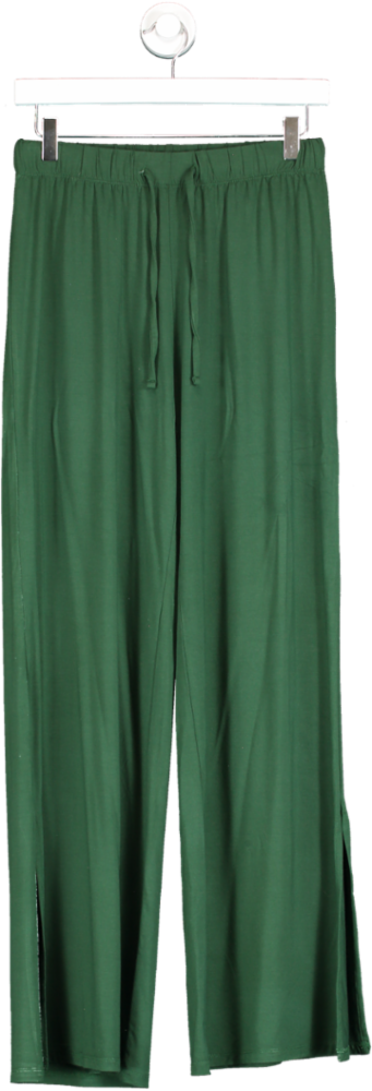 Serena Days Green Drawstring Wide Leg Trousers In Deep Forest UK XS