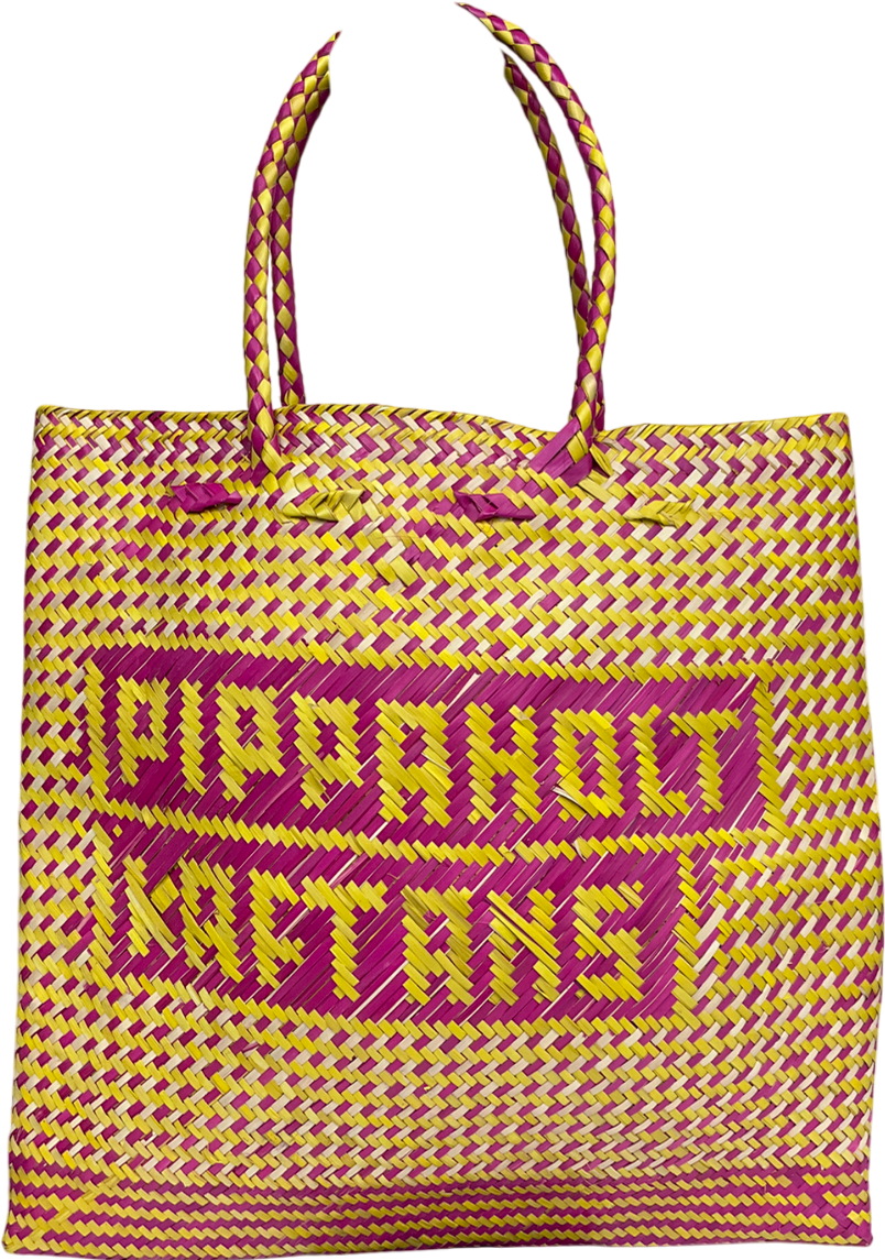 pippa holt Pink Straw Tote Bag