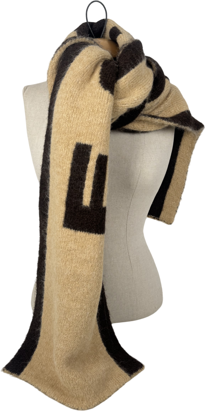 4th & Reckless Keeley Beige & Brown Knit Fourth Branded Scarf