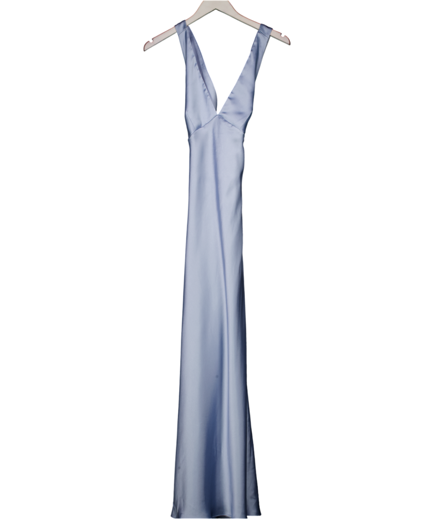ZARA Baby Blue Satin Maxi Slip Dress UK M