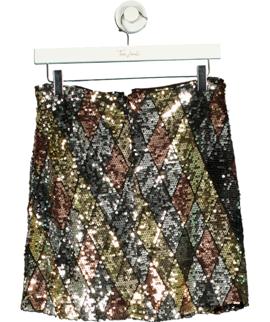 Love & Roses Metallic Sequin Embellished Mini Skirt UK 10