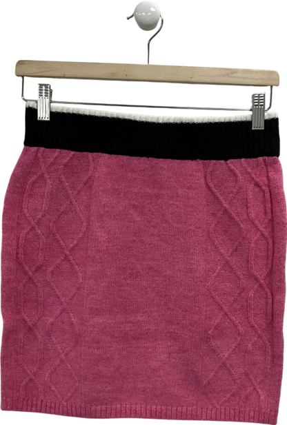 Next Pink Contrast Fitted Cable Knitted Mini Skirt UK XS