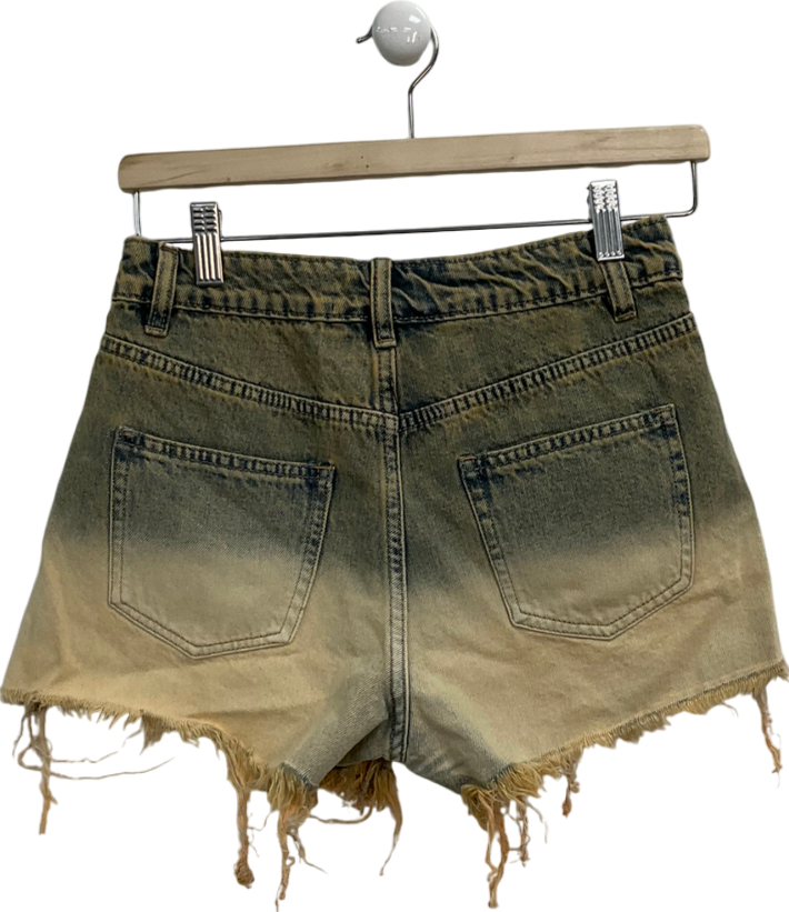 Fashion Nova Blue Keep It Coming Tinted Denim Shorts UK S