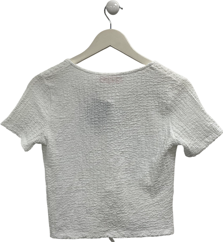 hiccup White Tie Front Textured Top UK S