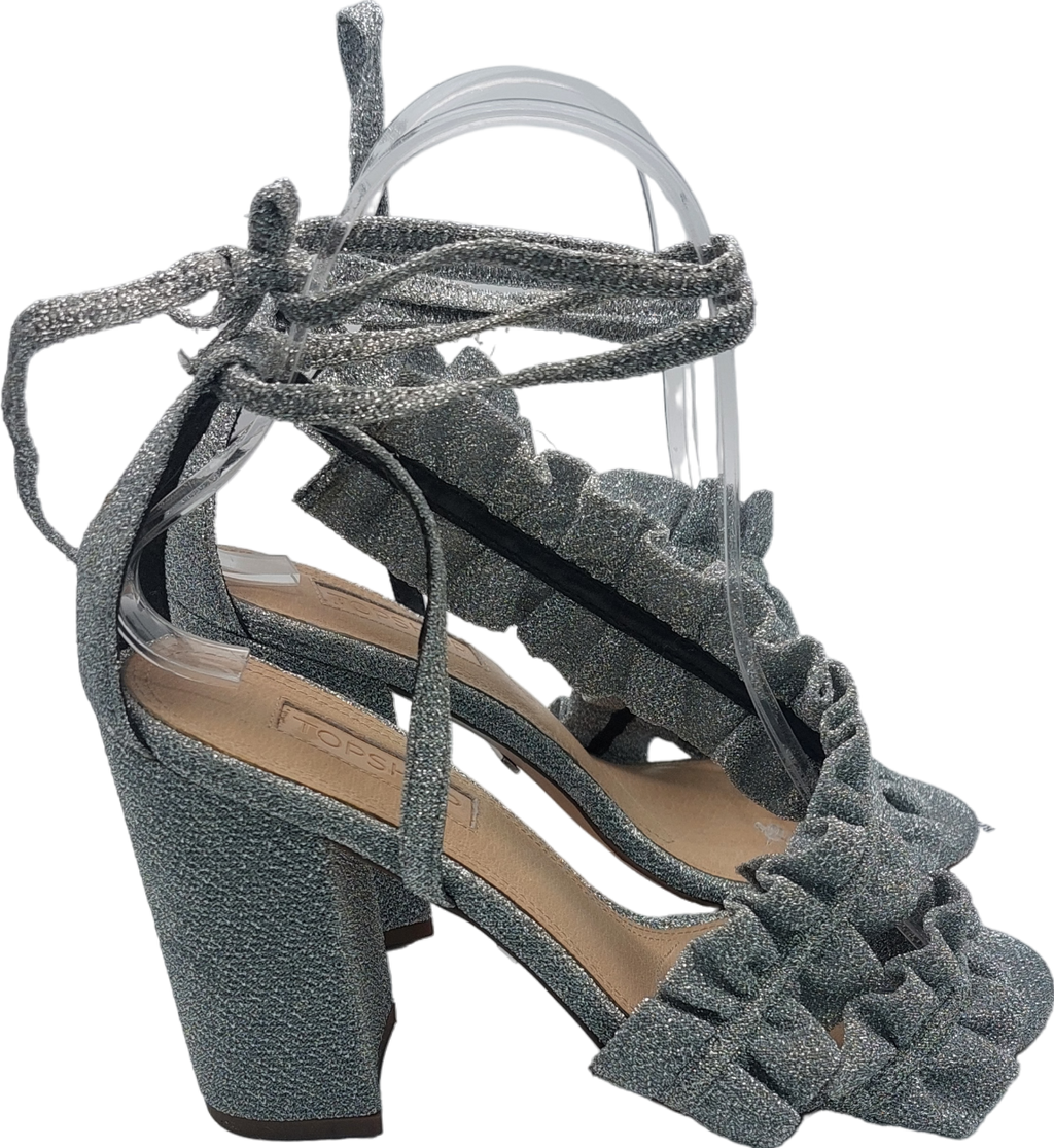 Topshop Chunky Heel Metallic Ankle Tie Sandals UK 3 EU 36 👠