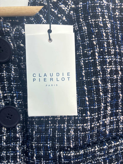 Claudie Pierlot Navy Blue Tweed Button-Up Jacket Size UK 12