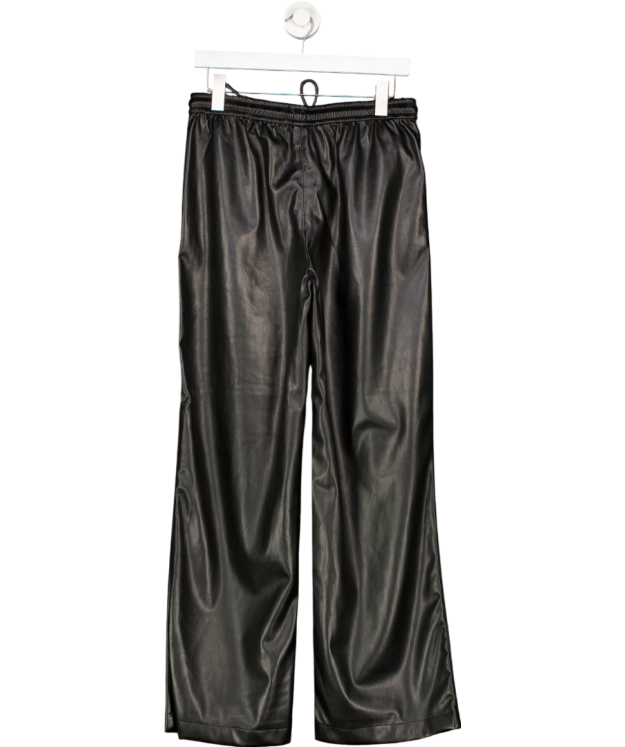 MANGO Black Leather-effect Elastic Waist Trousers UK M