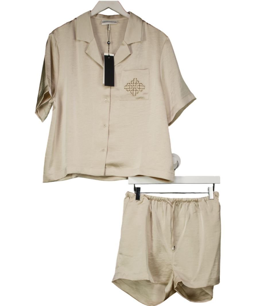 The Couture Club Cream Satin Short Sleeve Emblem Set UK 12