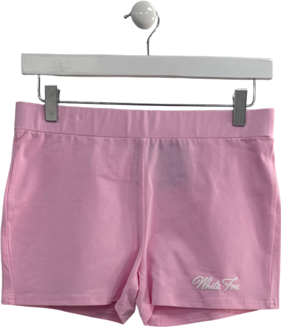 White Fox With Love Bike Shorts Baby Pink UK M