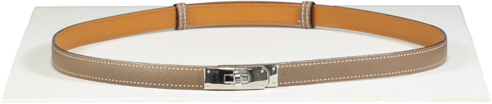 Hermès Etoupe Taupe Leather/ Palladium  Kelly 18  Belt