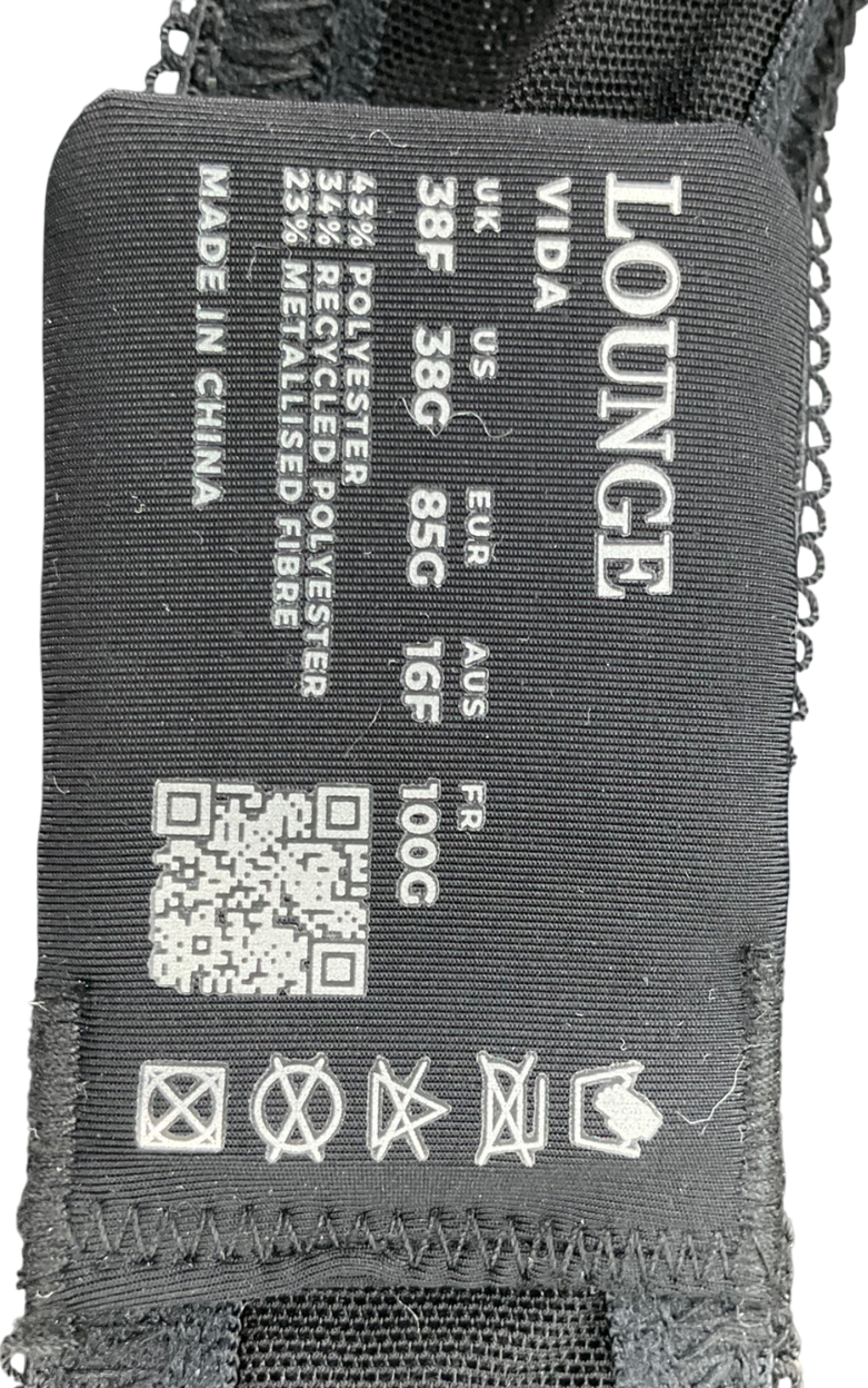 Lounge Underwear Black Vida Bra And Thong Set UK 38F