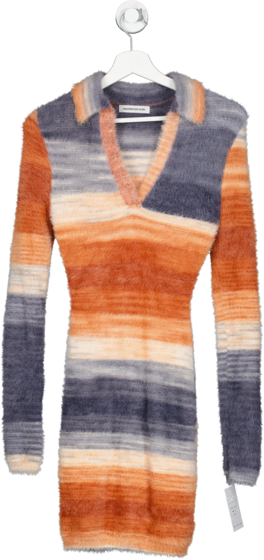 maniere de voir Orange Fuzzy Knit Ombre Long Sleeve Dress UK XS