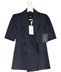 Retrofete Blue Claudia Pinstripe Short Sleeve Blazer UK XS