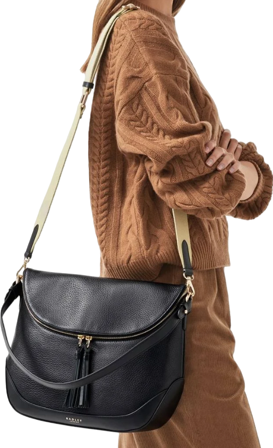 Radley London Black Pebbled Leather Medium Zip Around Shoulder Bag