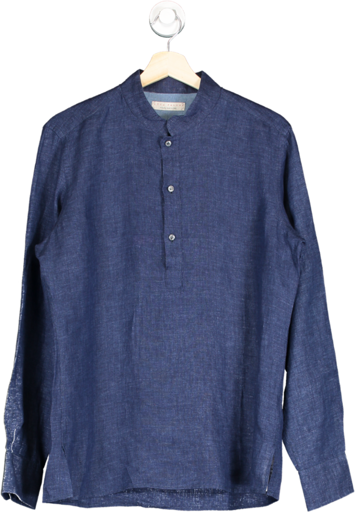 Luca Faloni Blue Versilia Linen Shirt UK S