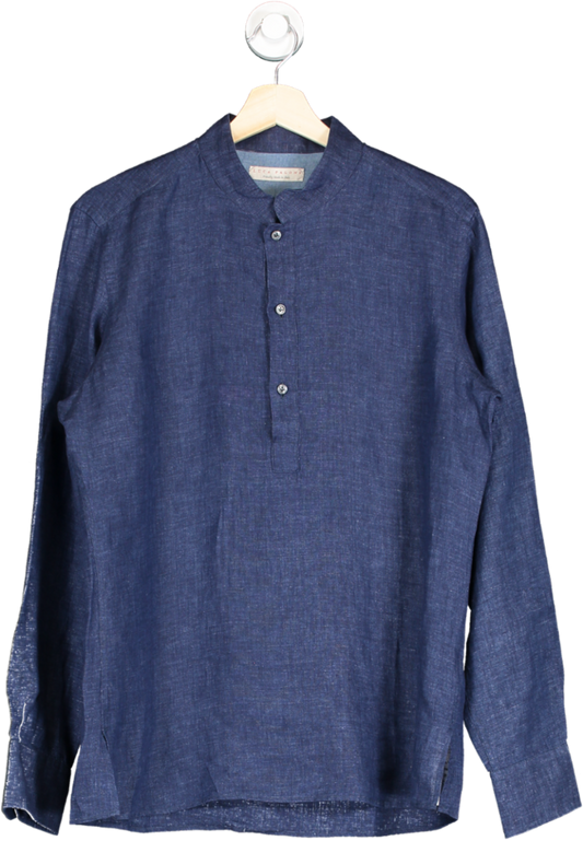 Luca Faloni Blue Versilia Linen Shirt UK S