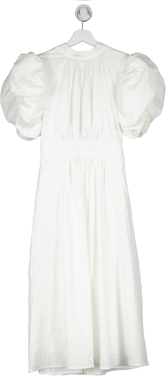 ALB Anne Louise White Honeymoon Puff Sleeve Dress UK 8