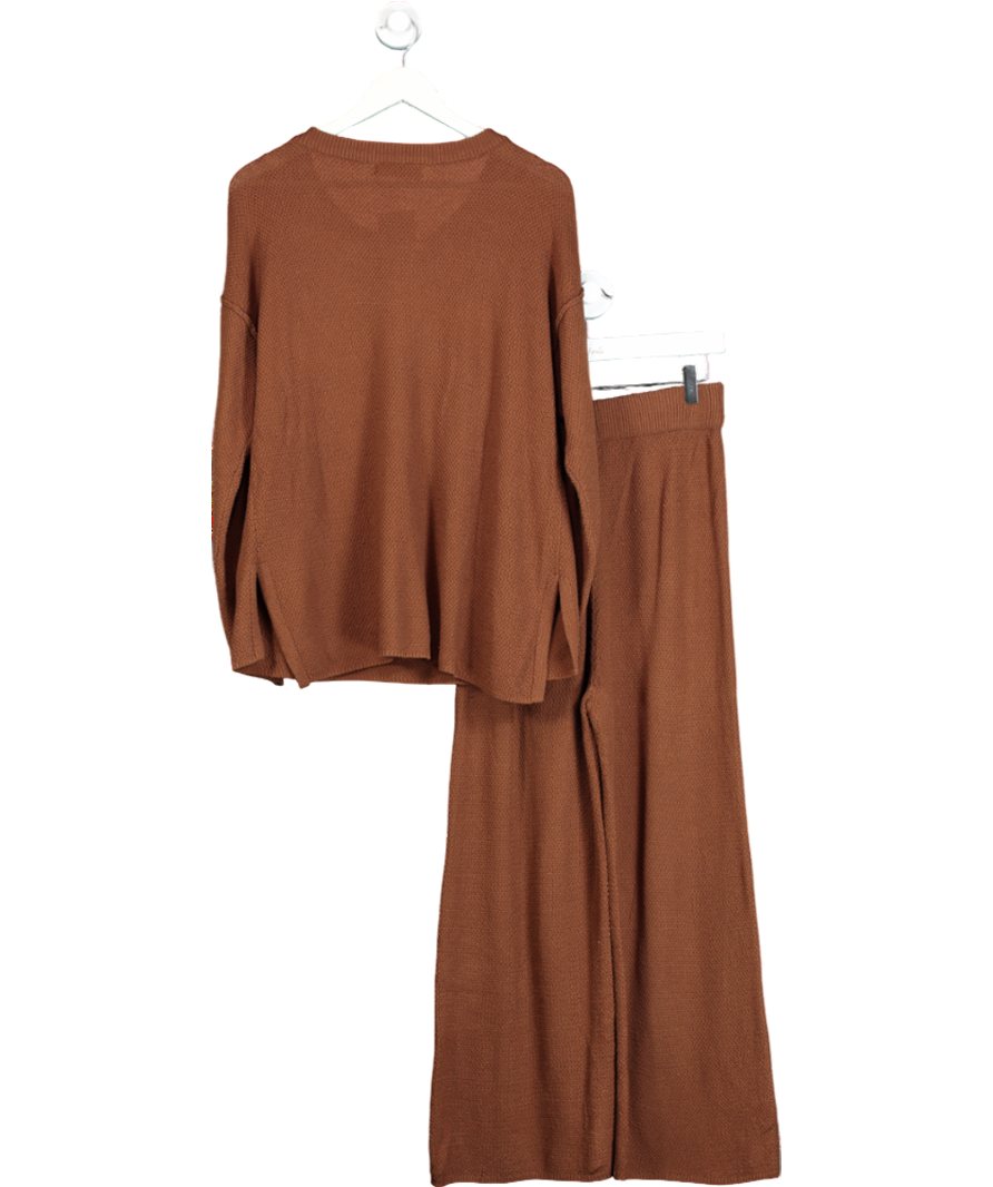 Anarabess Brown Two Piece Over Sized Slouchy Sweater And Loose Fitting Trousers UK S