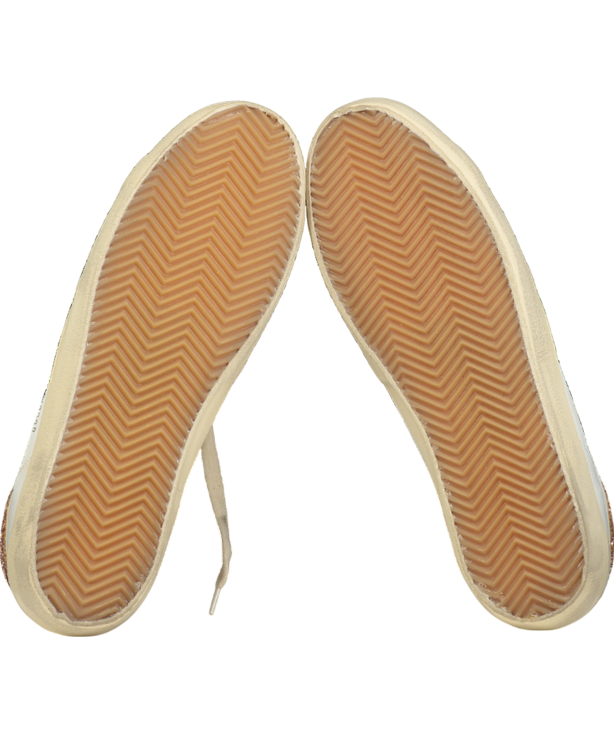 Golden Goose White Super-star With A Suede Star And Peach-pink Glitter Heel Tab UK 8 EU 41 👠