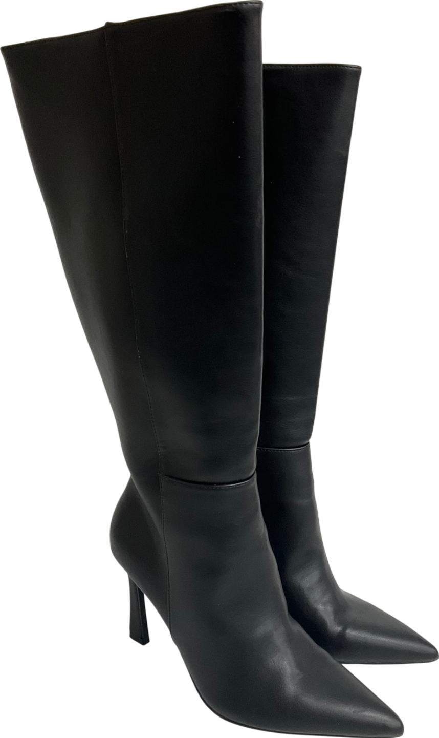 ASOS Wide Fit Charm Heeled Knee Boot In Black UK 7 EU 40 👠