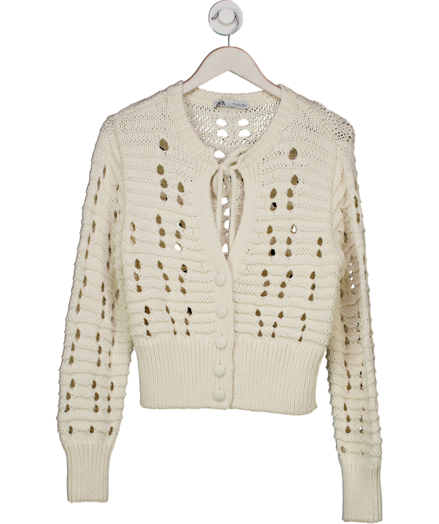 ZARA Cream Open Knit Cardigan Top UK L