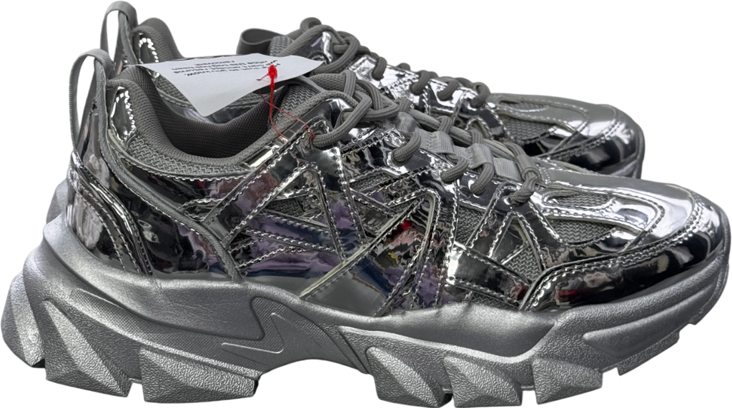 ASOS Metallic Design Chunky Trainers In Silver UK 9 EU 43 👞