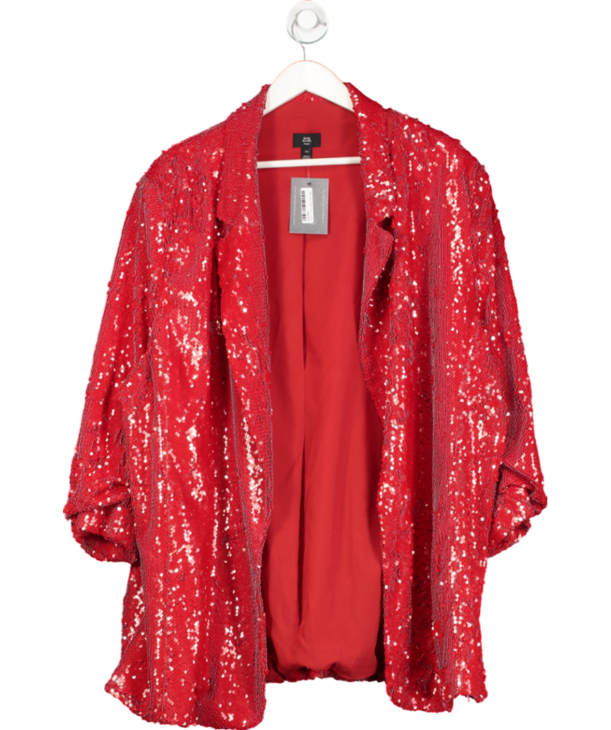 River Island Red Plus Size Sequin Blazer UK 24