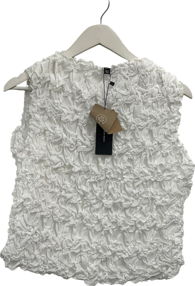 Vero Moda Snow White textured sleeveless Top UK L