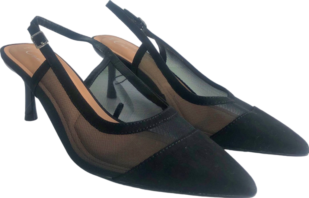 New Look Black Mesh Slingback Heels Comfort UK 4