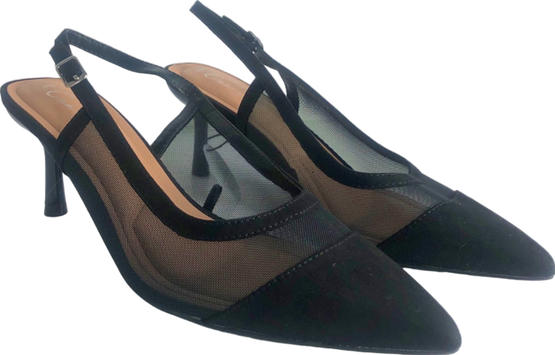 New Look Black Mesh Slingback Heels Comfort UK 4
