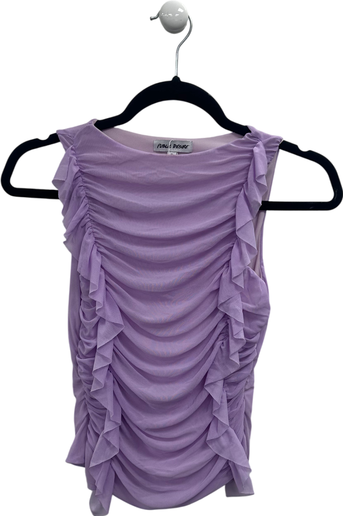 Public Desire Purple Frill Side Ruched Boat Neck Top Lilac UK 8