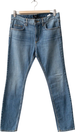 Theory Blue Mid-blue High Waisted Slim Leg Jeans W27